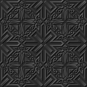 无缝 3d 优雅的黑纸艺术图案 181 交叉几何