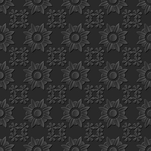 无缝 3d 优雅的黑纸艺术图案 207 交叉圆花