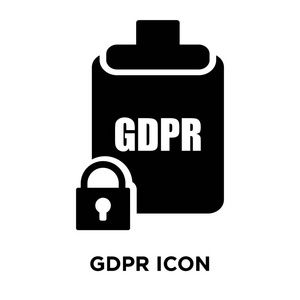 Gdpr 图标矢量隔离在白色背景上, 标志概念的 Gdpr 标志在透明的背景, 充满黑色符号