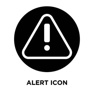 标志概念的警报标志在透明背景, 实心黑色符号照片