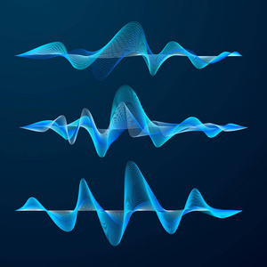 音频插图设计蓝色声波跟踪设计.集音频波形.抽象均衡器.