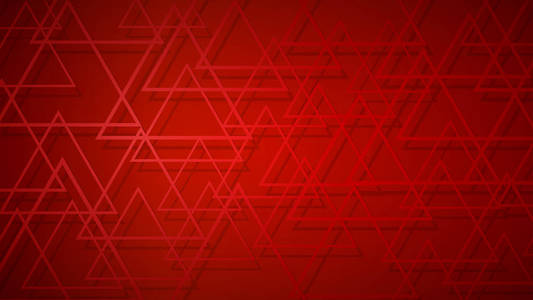 红色阴影下暗红色相交三角形的抽象背景