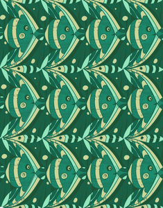 绿色纹理与海洋鱼