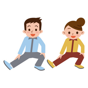 晨练, 矢量形象, 平面设计, 卡通人物老年女子伸展体操一个人矢量