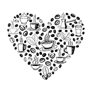 心的形状由咖啡涂鸦