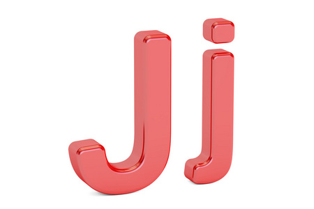 3d 渲染红色字母 J 字母