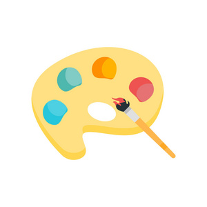 颜料调色板图标矢量符号和符号在白色背面被隔离照片