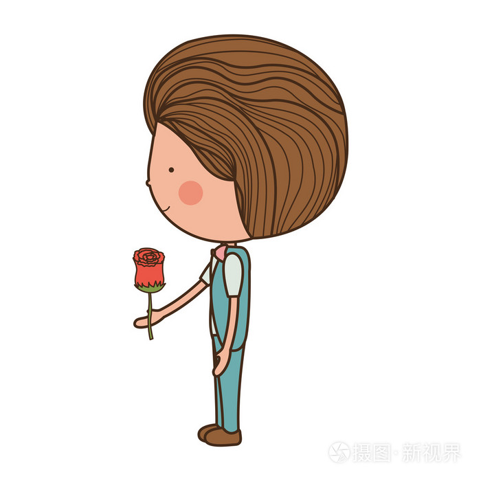 手里拿着玫瑰的男人