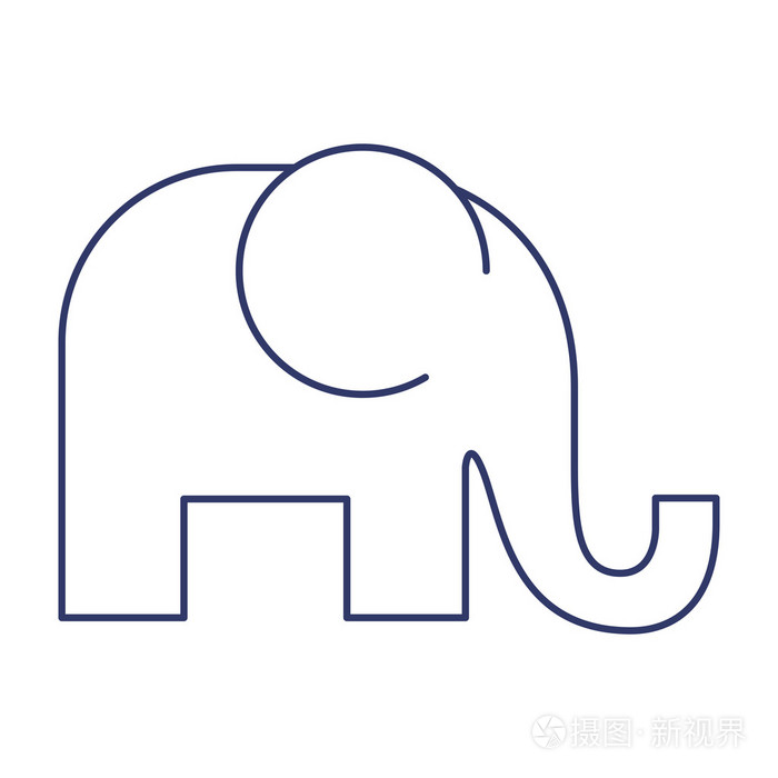大象抽象线的轮廓