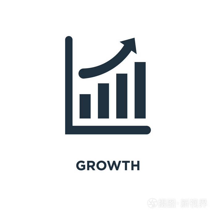 黑色填充矢量图.白色背景上的生长符号.可用于网络和移动