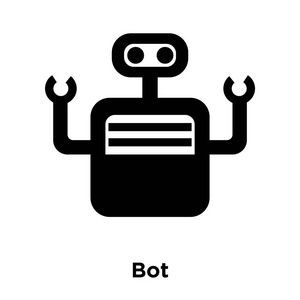 在白色背景下的 bot 图标矢量, 在透明背景下的 bot 标志概念, 填充黑色符号