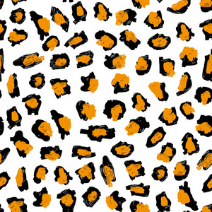 豹打印模式。在白色背景上的黑色和黄色斑点