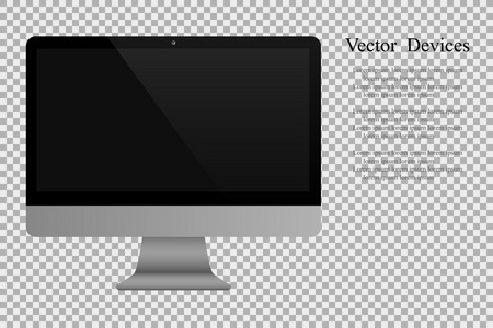 现实的电脑显示器孤立的背景。矢量图