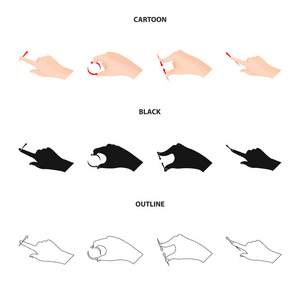 触摸屏和手势的矢量插图。网页触摸屏和触摸股票符号的收集