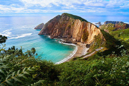 西班牙Cudillero阿斯图里亚斯的沉默海滩