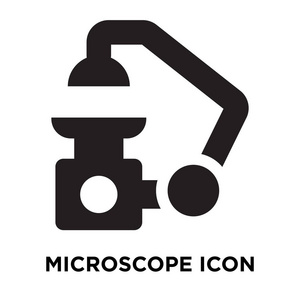 显微镜图标矢量隔离在白色背景上, 标志概念的显微镜标志上透明背景, 实心黑色符号