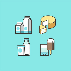 web 和图形设计的牛奶和奶制品产品图标.矢量图照片