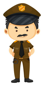 穿褐色制服的警察