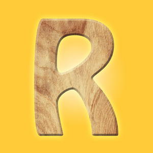 木镶木地板字母表字母符号R.分离在白色背景上