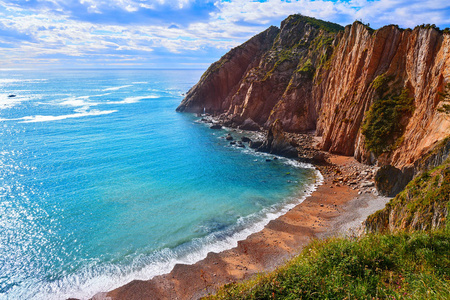 西班牙Cudillero阿斯图里亚斯的沉默海滩