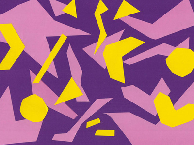 手工剪纸的应用.抽象的纸张背景.紫色, 粉红色和黄色照片