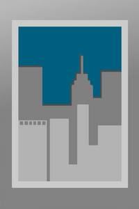 在蓝色的背景，与摩天大楼晚上纽约城的插图