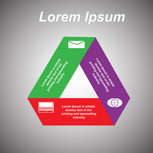 图表为文本在图片图表以三角形的形式与图标, 以文本, 三色紫罗兰色, 红色绿色文本被改变。图表用于文本网站图表演示文稿业