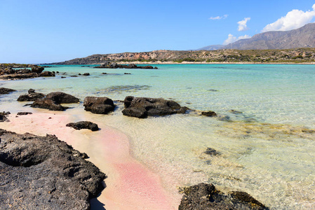希腊岛克里特岛著名的 Elafonisi 海滩