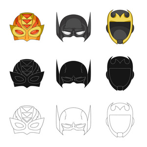 矢量设计的英雄和面具的标志。英雄和超级英雄股票矢量图集