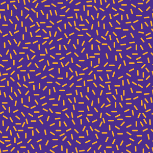 时尚二十世纪八十年代抽象孟菲斯无缝模式。时尚的最小装饰与橙色破折号在紫罗兰色背景。在孟菲斯艺术风格的矢量插图海报模板或织物打印