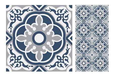 老式瓷砖葡萄牙模式古董无缝设计在矢量插画中的实现