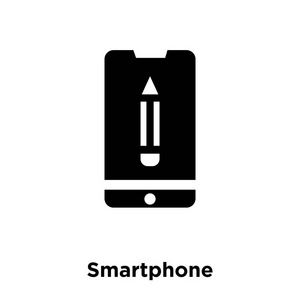 智能手机图标矢量在白色背景下隔离, 智能手机标志概念在透明背景下, 填充黑色符号