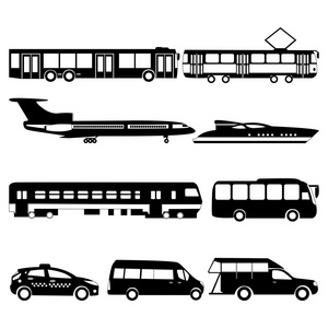 向量组的黑色的公共交通工具的插图