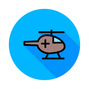 救护车直升机平面图标, 向量, 插图