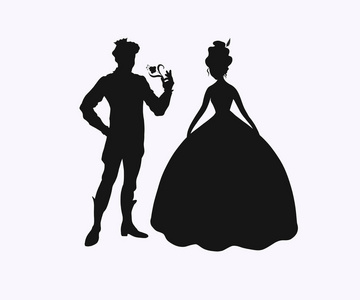 剪影背景与王子和公主照片