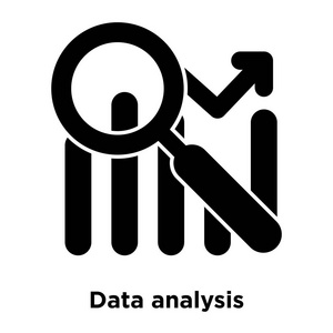 数据分析图标矢量隔离在白色背景上, 标志概念的数据分析标志在透明背景, 实心黑色符号