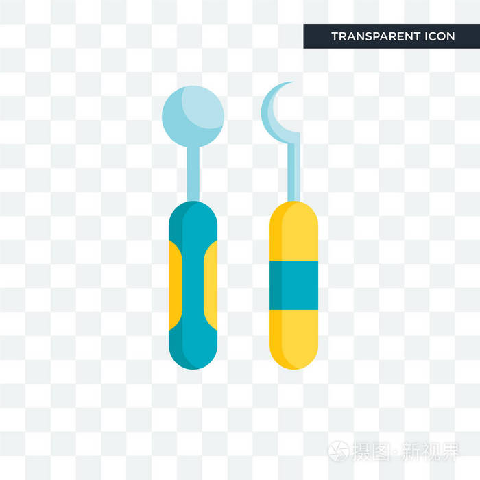 牙医矢量图标隔离在透明的背景下, 牙医