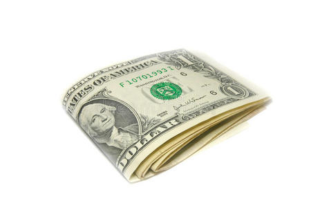 摩羯座的十二生肖动物真正的一美元钞票折叠,白色背景分离检查模板