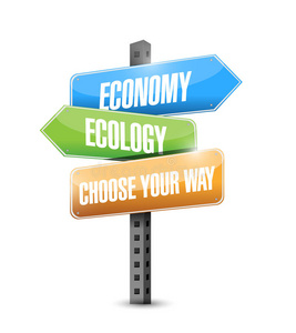 经济与生态。选择你的道路标志