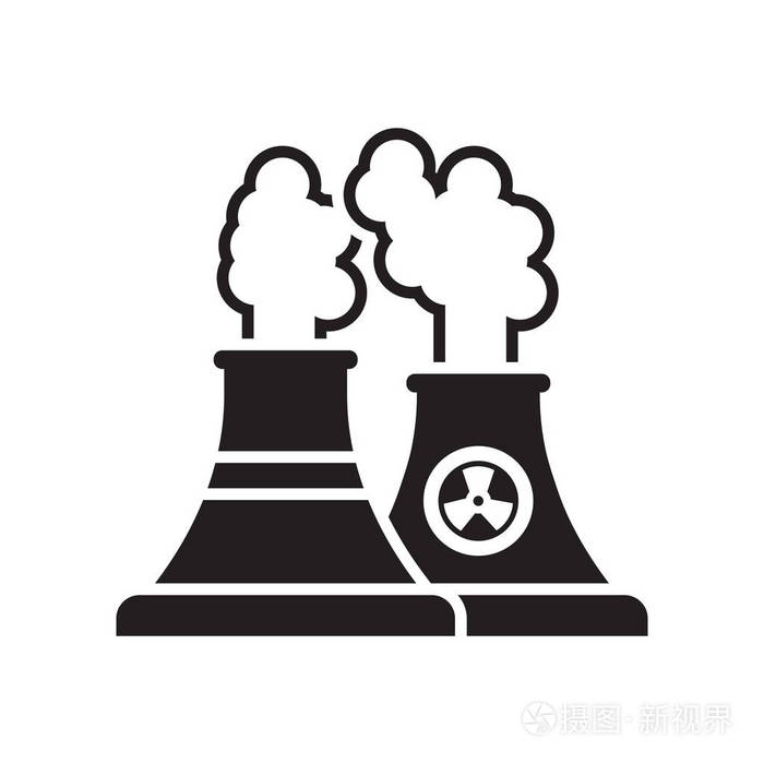 核电厂图标矢量符号与白色背面的符号分离
