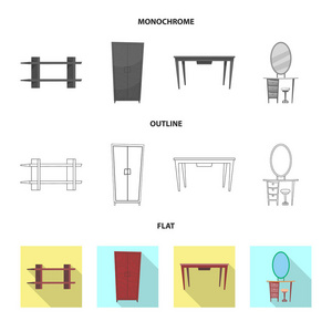 家具和公寓标志的矢量插图。一套家具和家庭股票符号的网站