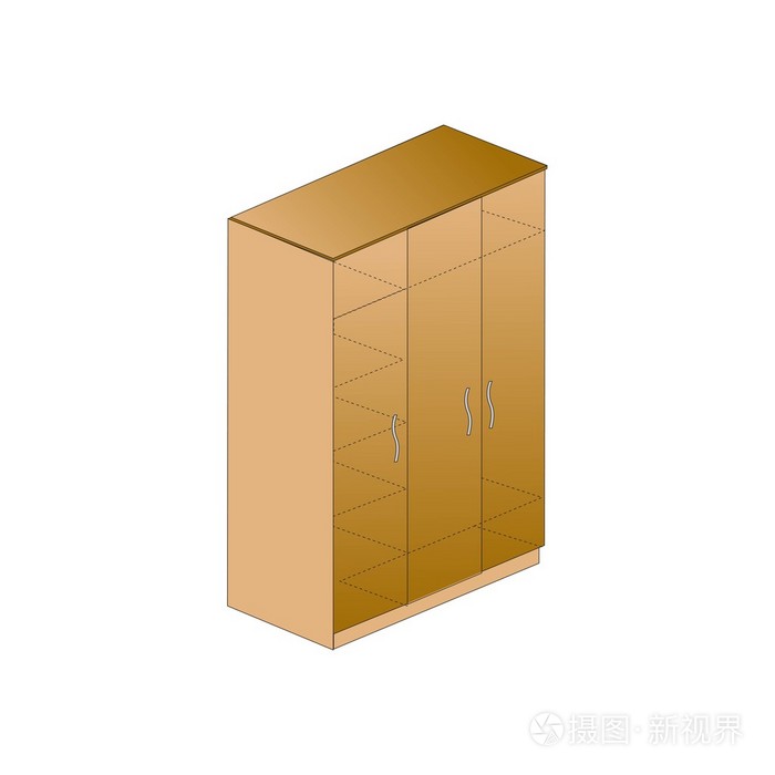 矢量图衣柜和木架子衣服