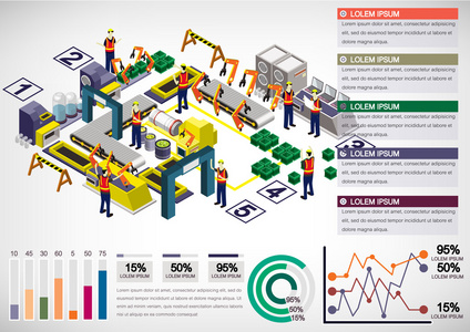 信息图形工厂设备概念的插图