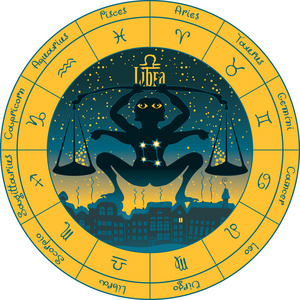 神秘男子徽标天枰座的星座照片