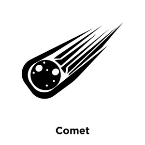 标志概念上的彗星标志在透明背景下, 充满黑色符号照片