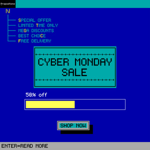 网络星期一销售背景下在旧电脑风格。矢量图