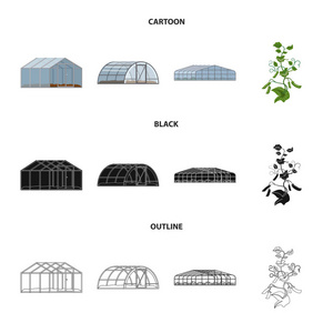 温室和植物符号的向量例证。一套温室和花园股票符号的网站