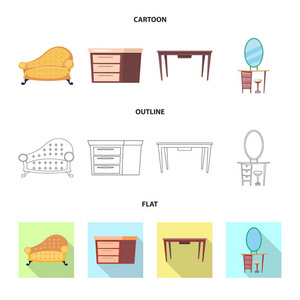 家具和公寓符号的孤立对象。网站家具和家庭股票符号的收集