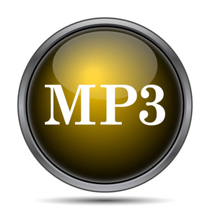 Mp3 图标。白色背景上的互联网按钮