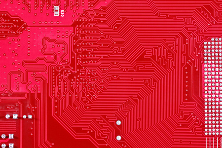 计算机主板红色电路板纹理背景图片